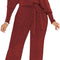 Sexy Sparkly Sequin Jumpsuits for Women Elegant plus Size off Shoulder Long Sleeves Wide Leg Pants Clubwear Rompers,Wine Red